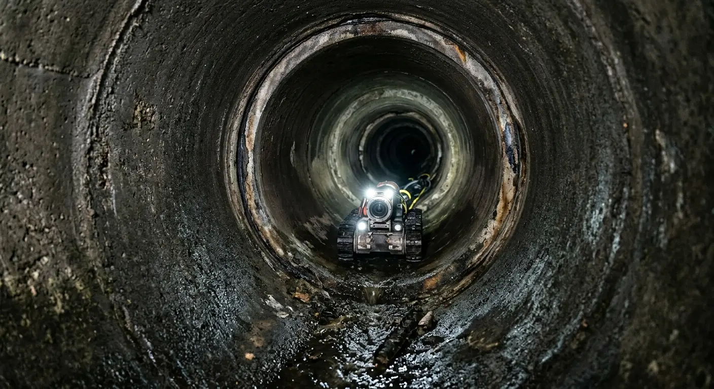 Robotic sewer camera inspecting pipe interior for Drain Snake Service in Kearns
